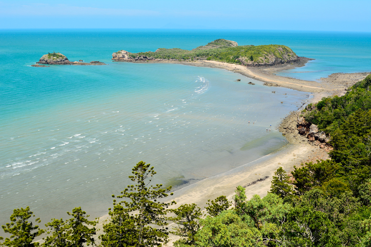 Wedge Island and reef in Cape Hillsborough National Park in Queensland, Australia.