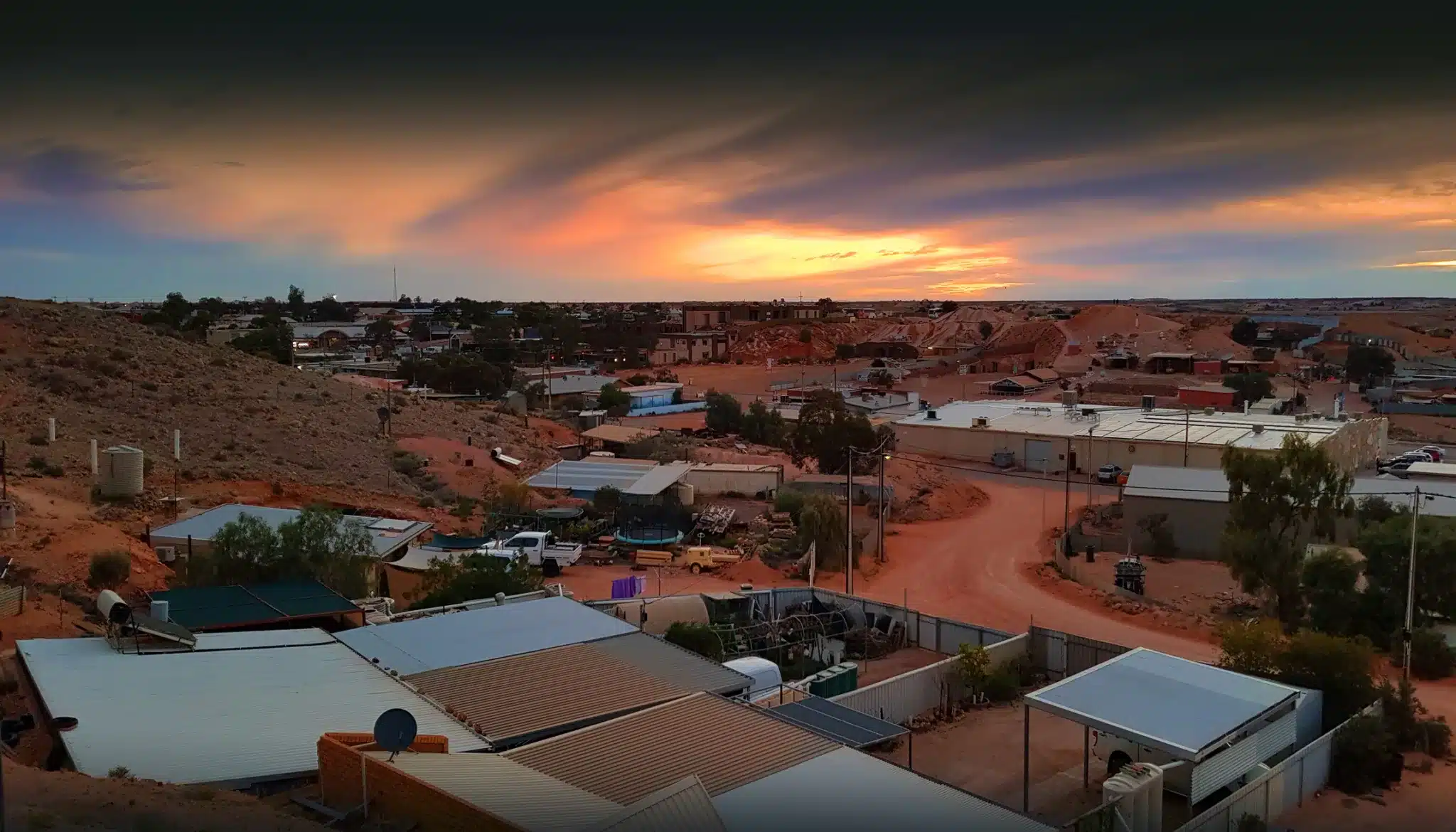 Sunset in the town of Coober-Pedy, Outback South Australia