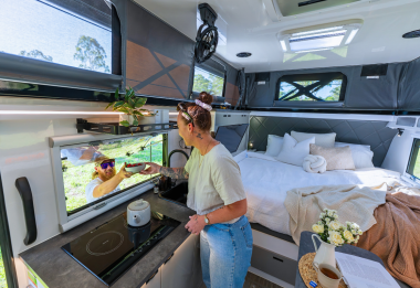 Austrack Talawana X15 caravan interior food preparation