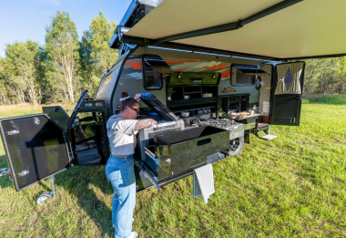 Austrack Talawana X15 caravan exterior with fridge freezer