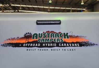 Front "Austrack Campers" Sticker to suit Series 3 campers