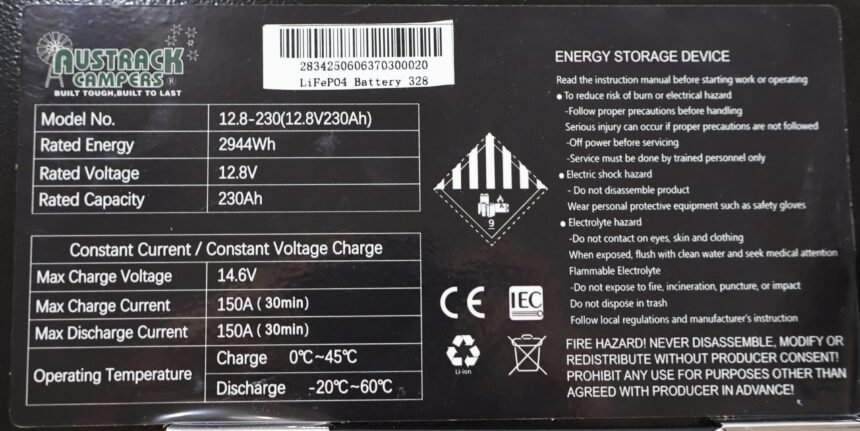 Austrack Campers 230ah Lithium Battery - Image 5