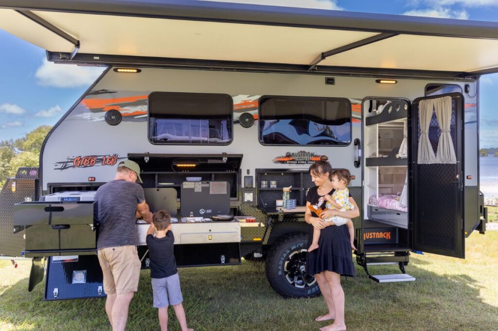 family trip caravan cooking caravan water storage